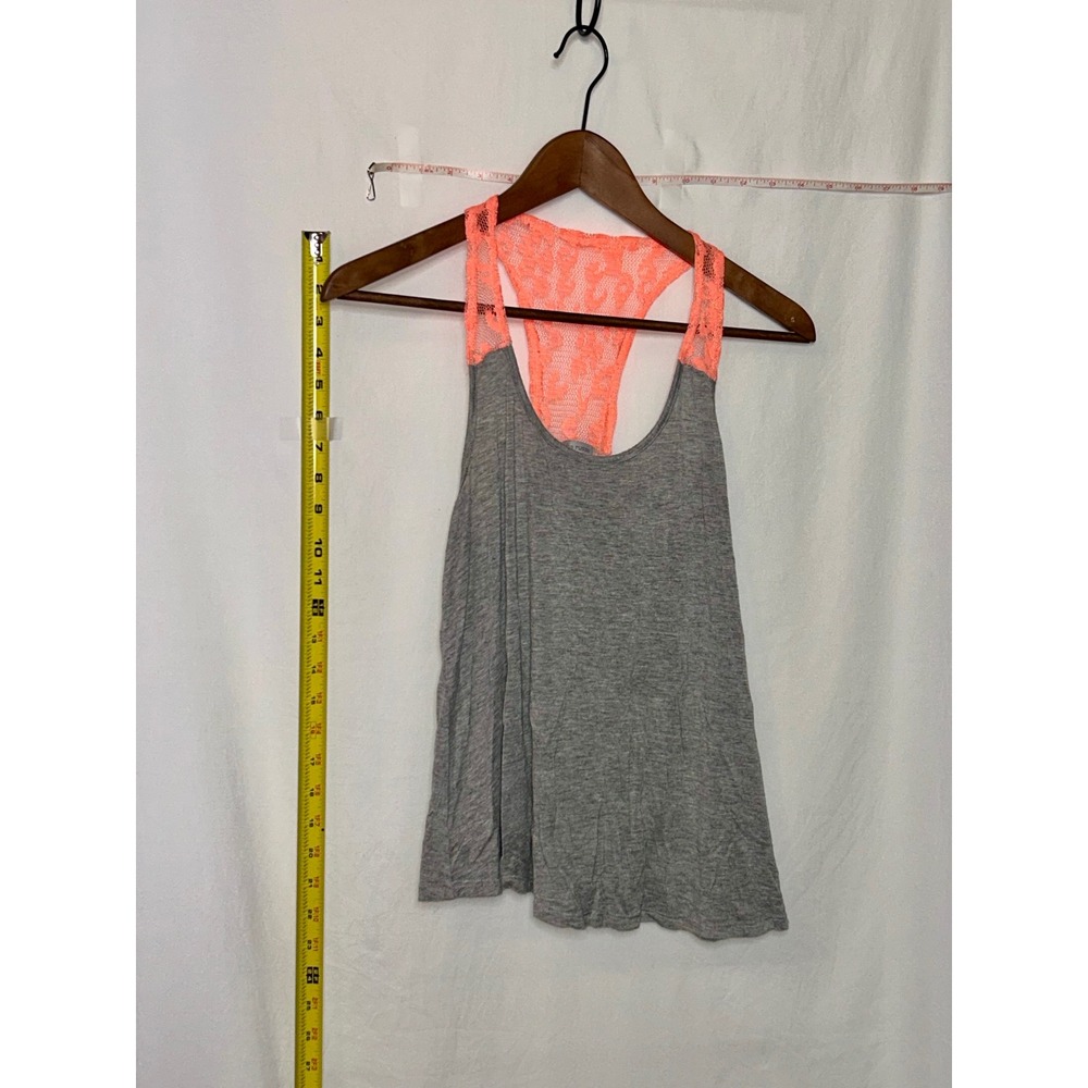 Charlotte Russe lace racerback tank top womens‎ size medium gray coral